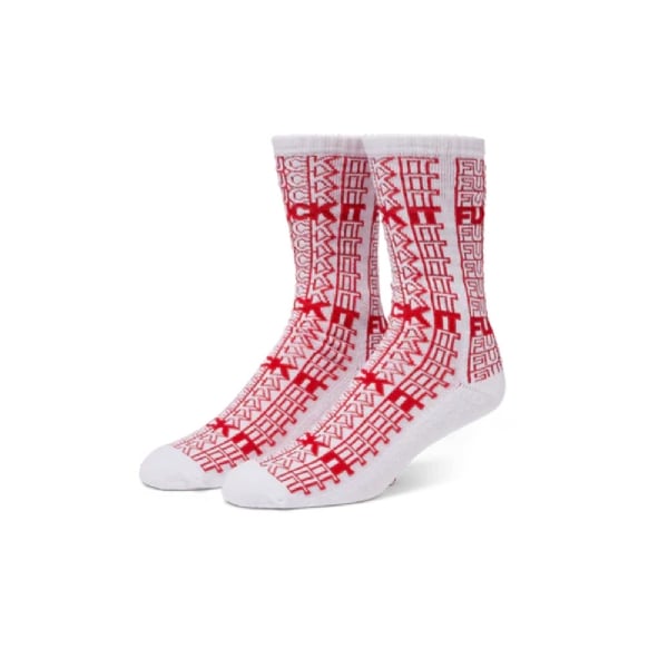 Meia Huf Fuck It Branco/vermelho