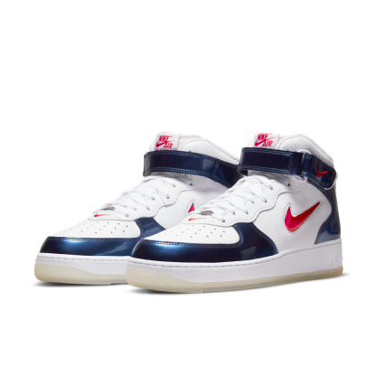 Tênis Nilke Air Force 1 Mid "university Red And Midnight Navy Branco/azul