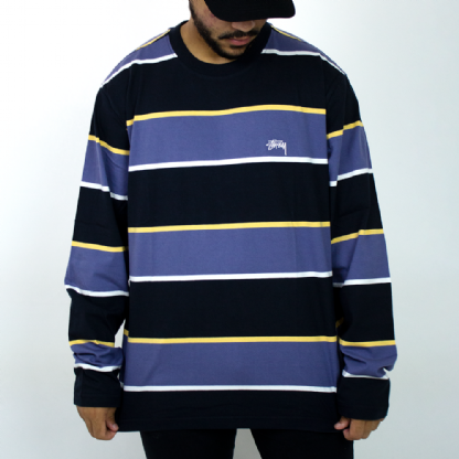Camiseta Stussy Bold Stripe Ls Preto