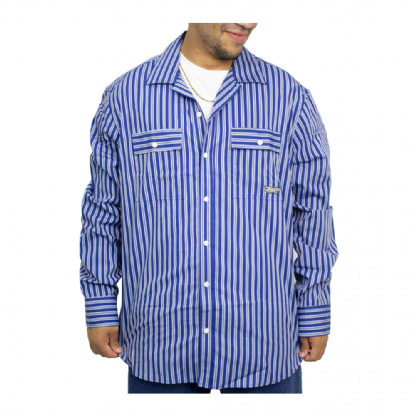 Camisa Maze Manga Longa Listrada Azul