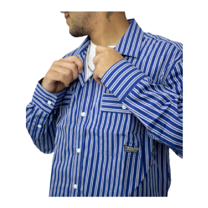 Camisa Maze Manga Longa Listrada Azul
