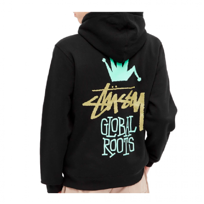 Moletom Stussy Global Roots Hood. Preto