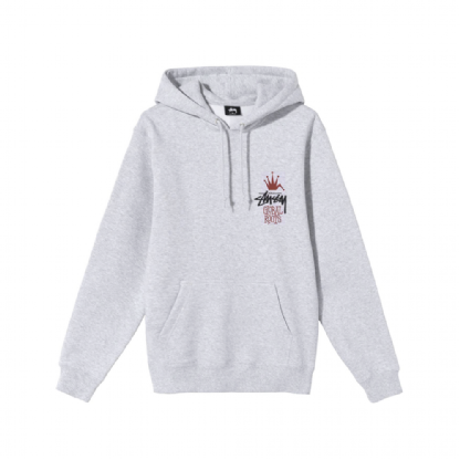 Moletom Stussy Global Roots Hood. Cinza