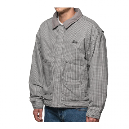 Bomber Stussy Drizzler Plaid Preto/branco