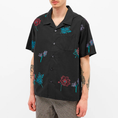 Camiseta Stussy Hand Drawn Flower Preto
