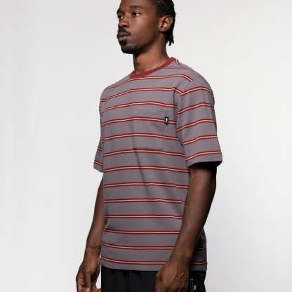 Camiseta Stussy Peak Stripe Crew Cinza