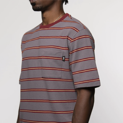 Camiseta Stussy Peak Stripe Crew Cinza