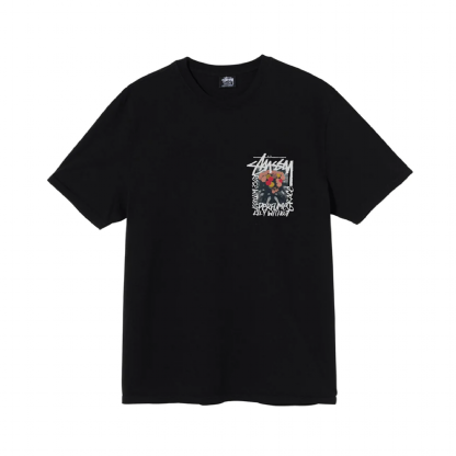 Camiseta Stussy Camellias Pig. Dyed Preto