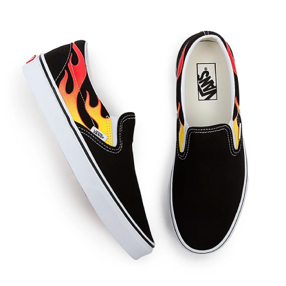 Tênis Vans Classic  Slip-on "flame" Preto