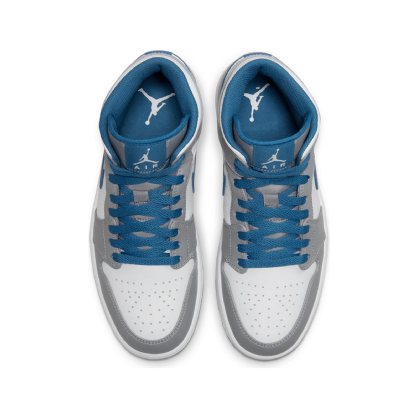 Tênis Nike Air Jordan 1 Mid " Cement True Blue " Cinza/azul
