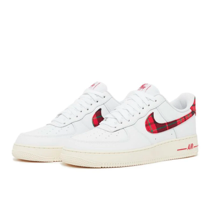 Tênis Nike Air Force 1 " Plaid Tartan " Branco/vermelho