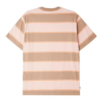 Camiseta Obey Wormly Stripe Marrom/ Salmão