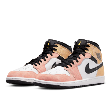 Tênis Nike Air Jordan 1 Mid " Flight Club " Branco/rosa