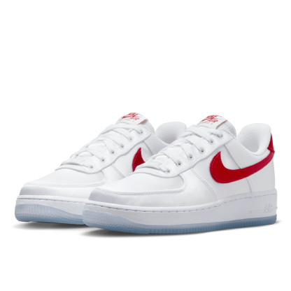 Tênis Nike Feminino Air Force 1 07 " Satin White Red " Branco/vermelho