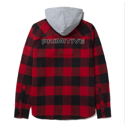 Camisa M/l Flanelada Primitive Two-fer Preto/vermelho
