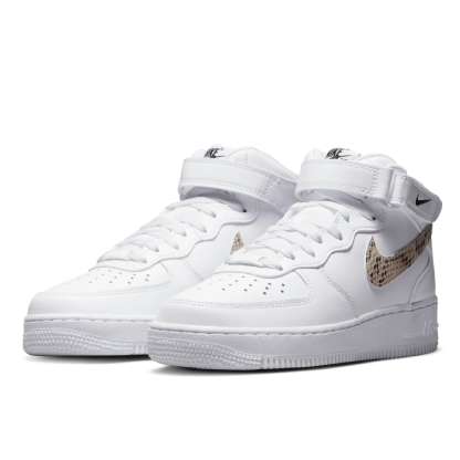 Tênis Nike Feminino Air Force 1 Mid 07 “ Snakeskin Swoosh " Branco