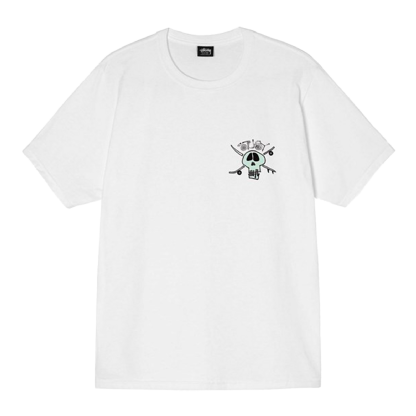 Camiseta Stussy Surf Skate Skull Branco