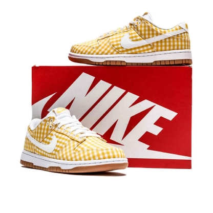 Tênis Feminino Nike Dunk Low "yellow Gingham" Branco/amarelo