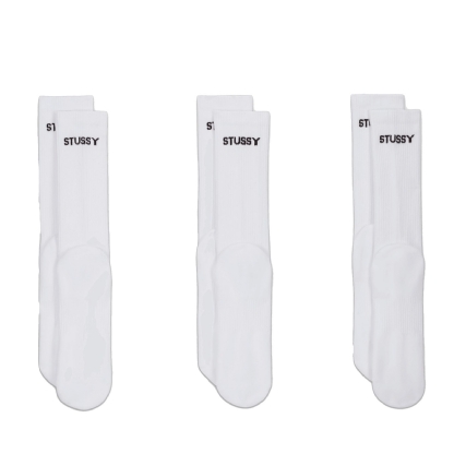 Meia Nike X Stussy Cushioned Crew ( 3 Pares ) Branco