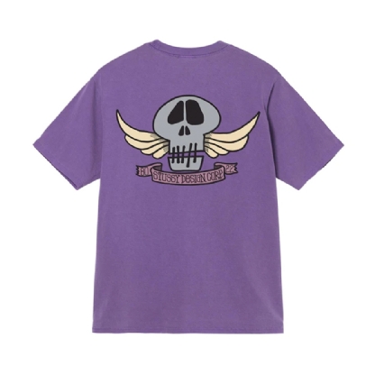 Camiseta Stussy Skull Wings Pig. Dyed Roxo