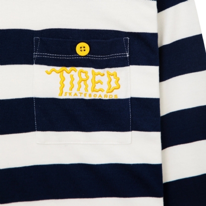 Camisetatired " Squiggly Logo Striped Pocket Ls Branco/azul