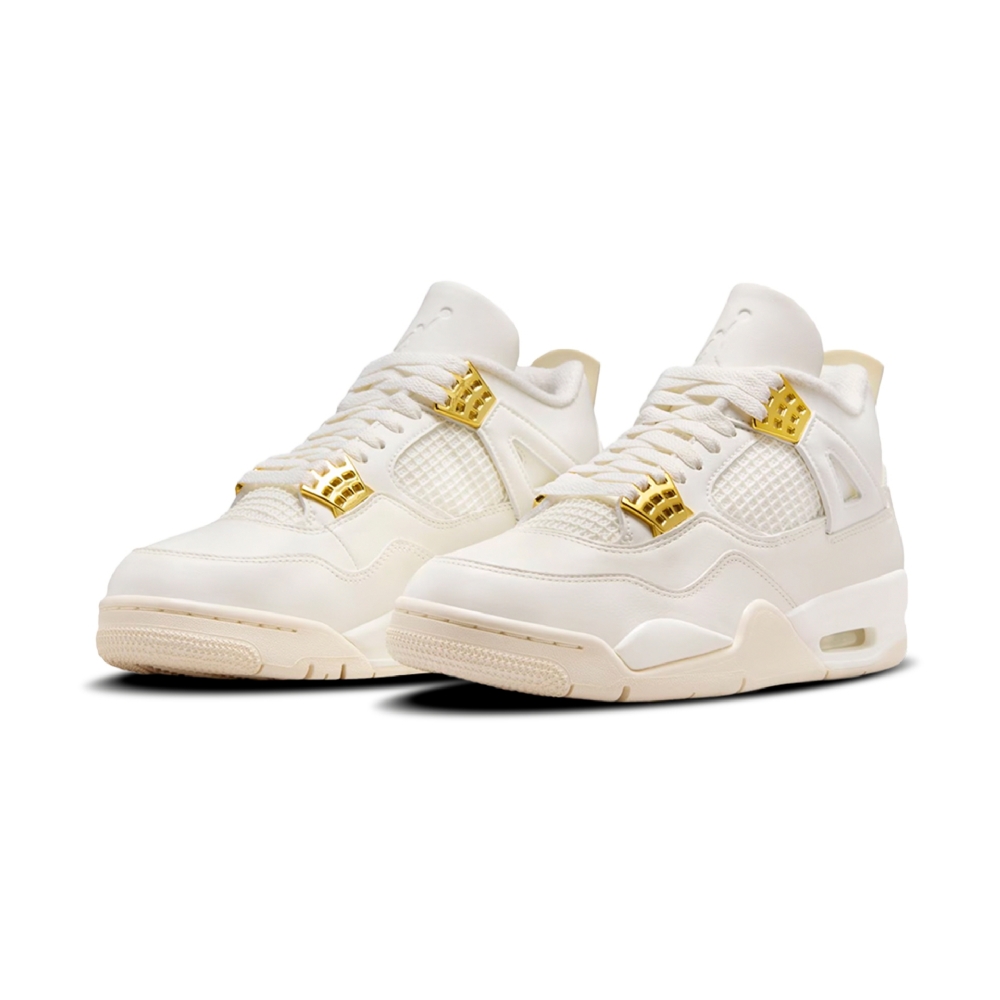 Tênis Feminino Nike Air Jordan 4 Retro ''metallic Gold'' Branco/dourado