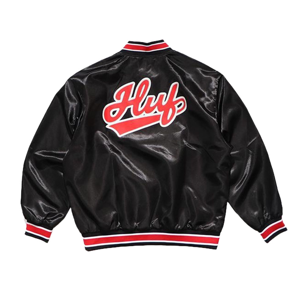 Jaqueta Hufpop Fly Satin Baseball Preto