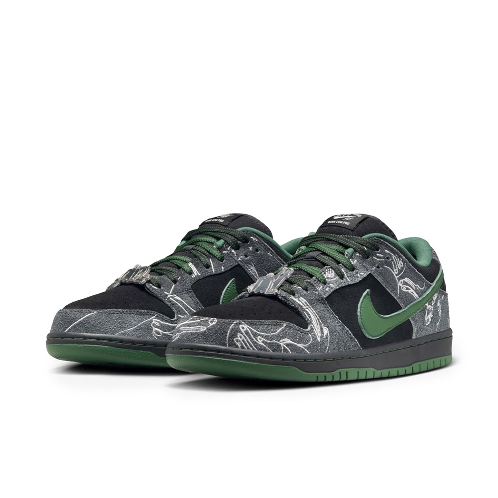 Tênis Nike Sb Dunk Low Pro X There Skateboards Cinza/verde