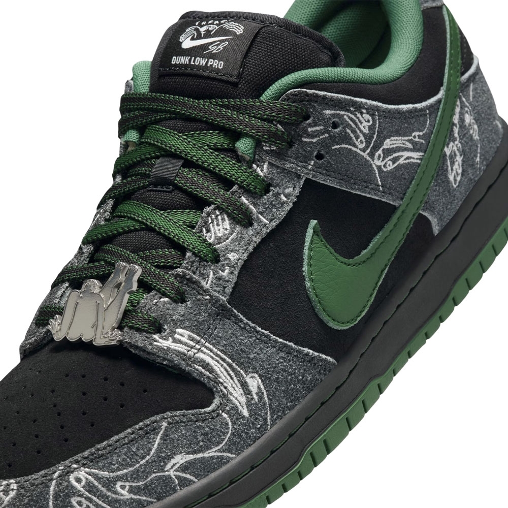 スケートボード Nike SB Dunk Low Pro Black and Green Tênis Nike Sb Dunk Low Pro X There Skateboards Cinza/verde