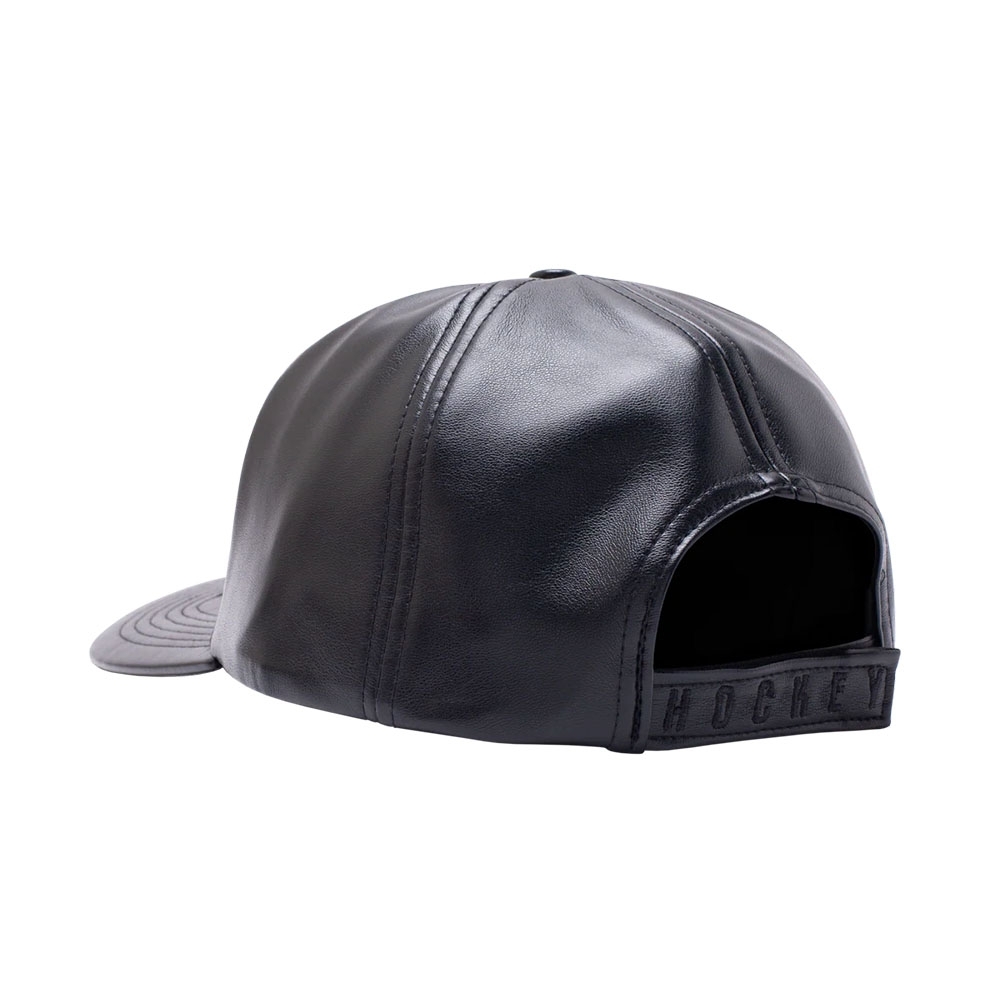 Boné Hockey Embossed Leather Preto