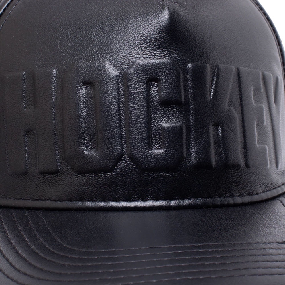 Boné Hockey Embossed Leather Preto