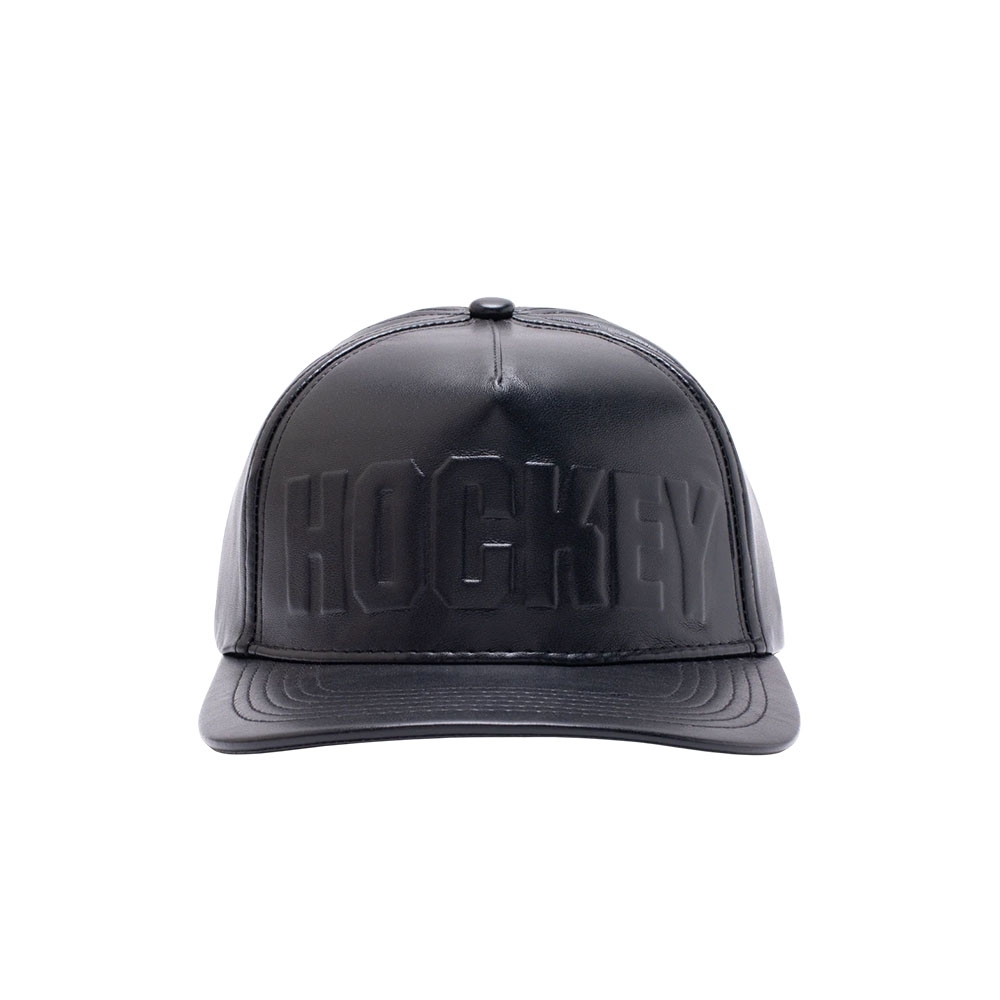 Boné Hockey Embossed Leather Preto