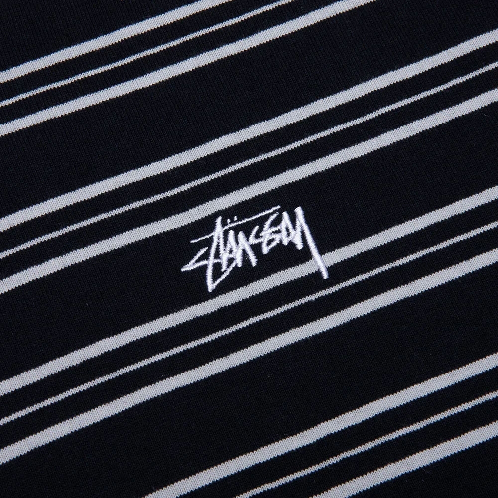 Camiseta Stussy Henry Striped Preto